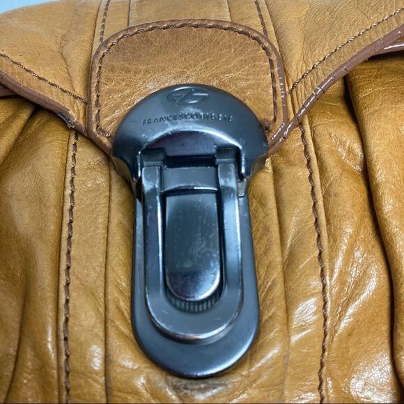 FRANCESCO BIASIA Saddle Style Handbag Mustard Color 14X5.5X7,Genuine Leather - Picture 5 of 14